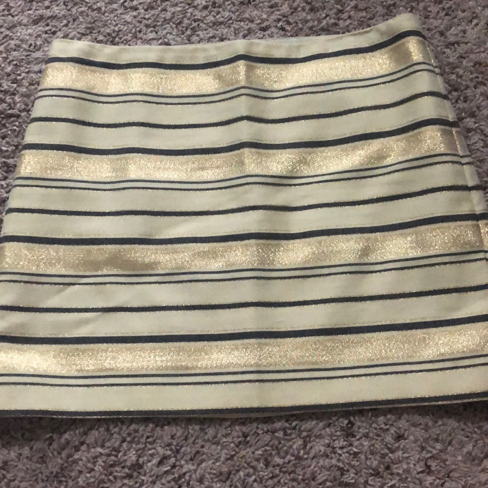 Jcrew Gold Metallic Striped Mini Skirt